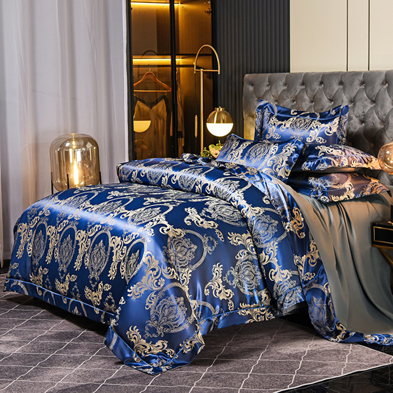 Factory wholesale Hot Sale European  Style Satin Jacquard Bedding 4pcs Sheet Set