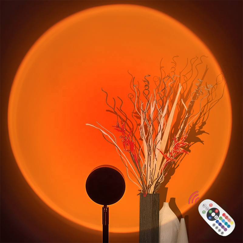 180 Degree Colorful 16 Colors Led Rainbow Sunset Red projector Light Remote Control Rgb Floor Projection Sunset Lamp With Remote