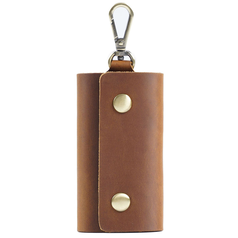 High Quality Vintage Keychain Simple Casual Key Chain Holder Genuine Leather Metal Key Chains Holder