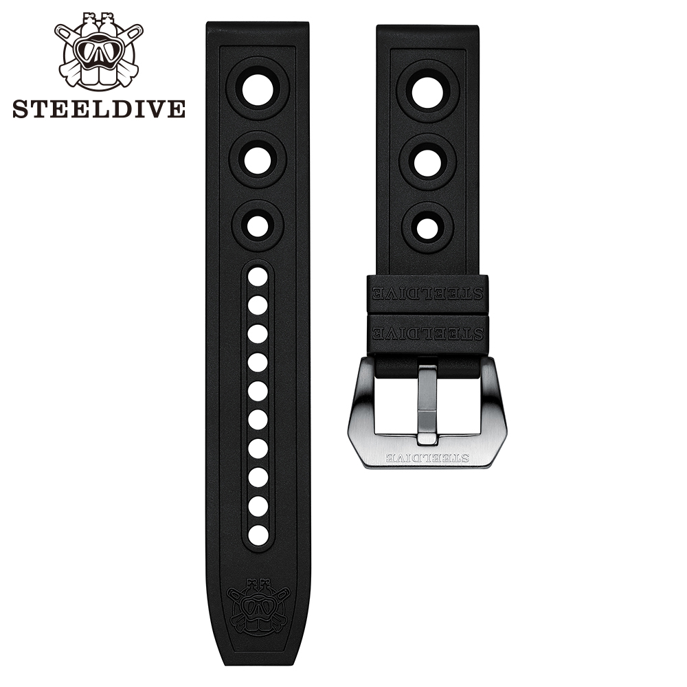 SD2201 Steeldive уникальный дизайн 20 мм 22 мм OEM черный резиновый ремешок для часов SteelDive