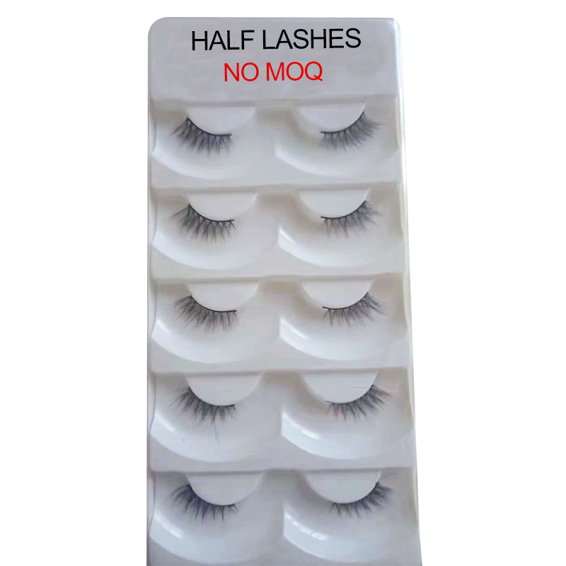 fibroin silk half accent lashes fauk Mink Corner Lashes 100% handmade 3d natural Strip cornerlash lashes