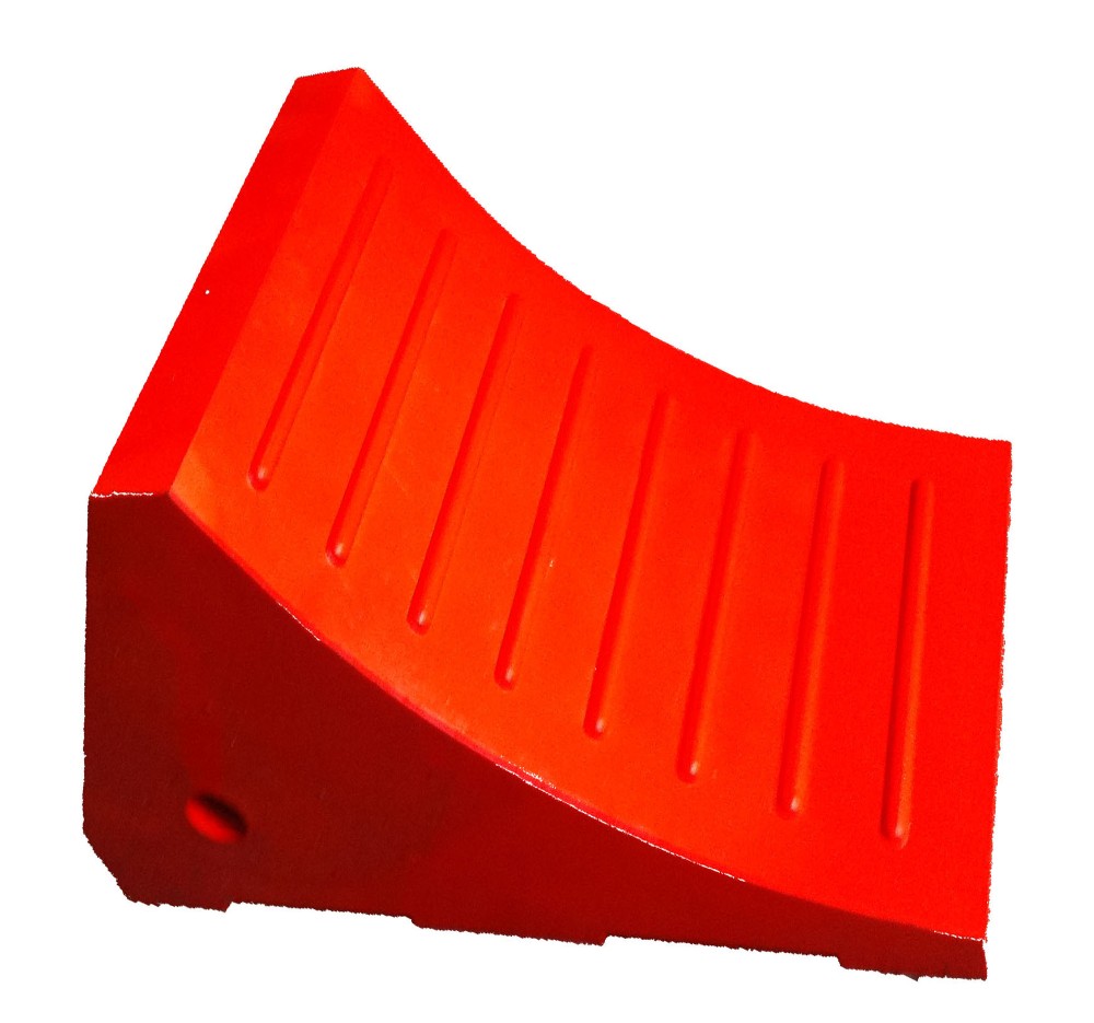 Urethane PU Foam Wheel Chock with Rope Orange Yellow Chocks Heavy Duty Mining Trucks UWC08