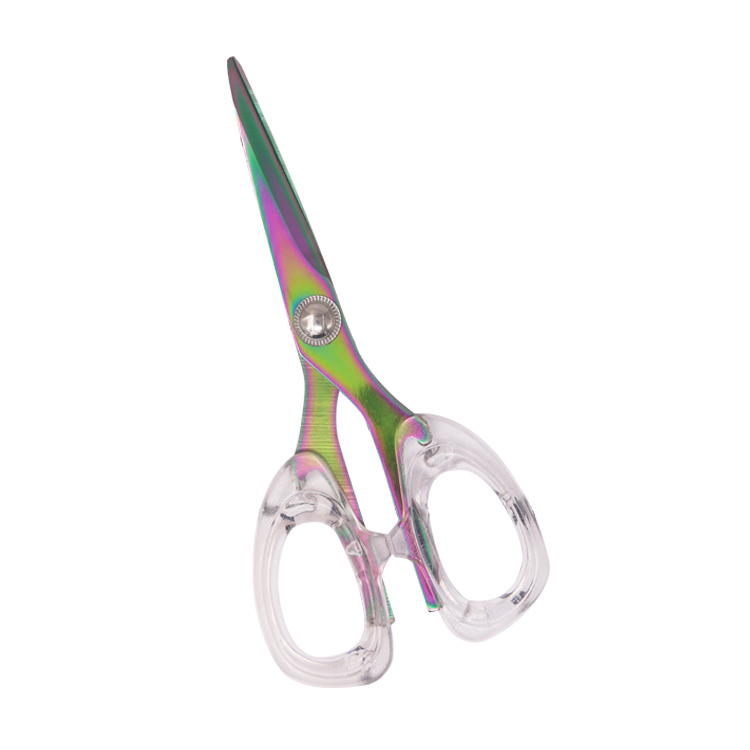 Transparent Handle Student Scissors Office Scissors Stainless Steel Titanium Coating Non-stick Blades Household Scissors