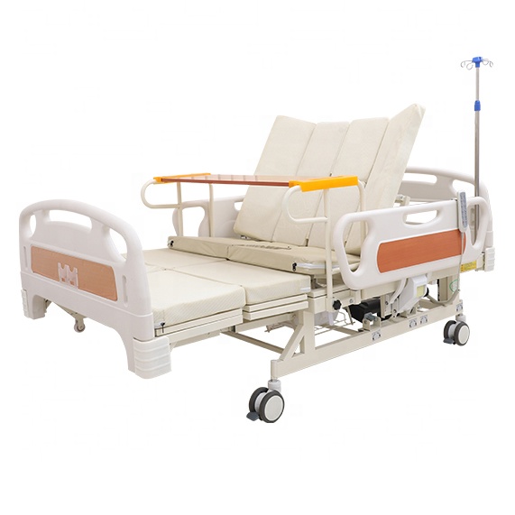 Factory ICU manual five-function nursing bed with toilet