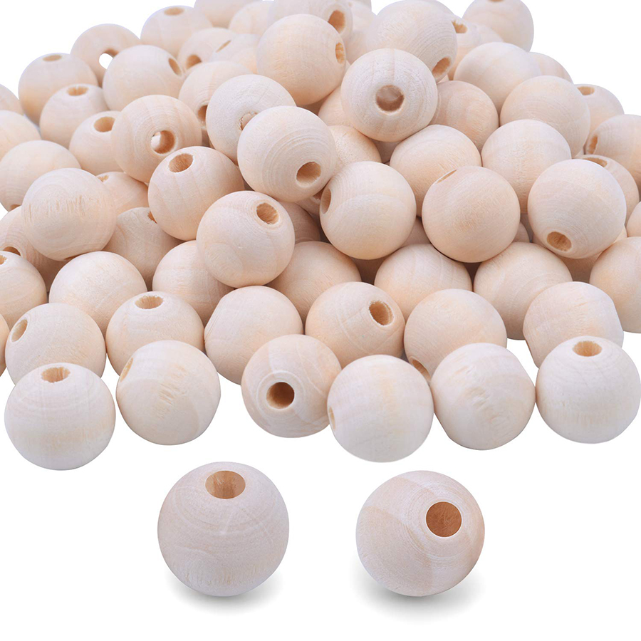 50pcs Per Bag Natural beads Round 16mm Eco-Friendly Natural Color Wood Beads Lead-Free Wooden Beads