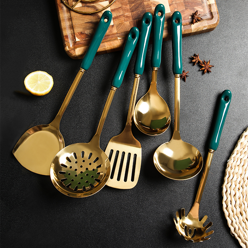 China Household Portable Camping Gold Kitchen Utensils Kit Set Stainless Steel Kitchen Appliances And Utensils