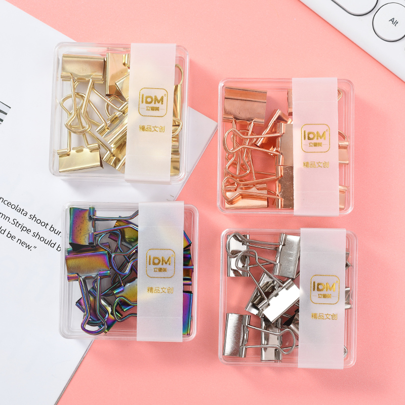 Lidemei ins wind rose gold 19mm long tail clip student office binding supplies information document binding metal Binder Clip