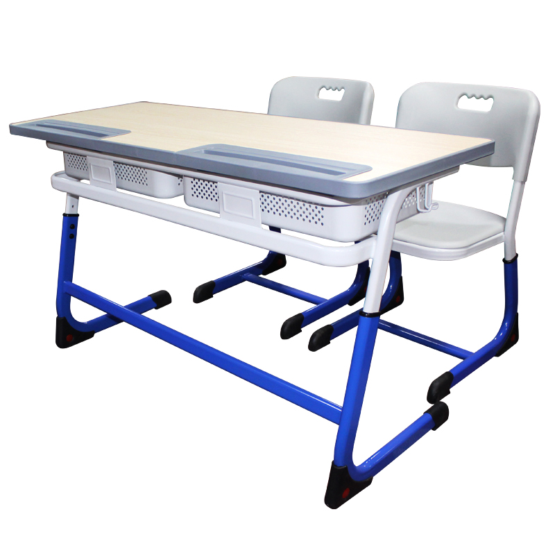 Modern Children's Learning Furniture Wooden Kids adjustable Table and 2 Chairs Set with shelf
