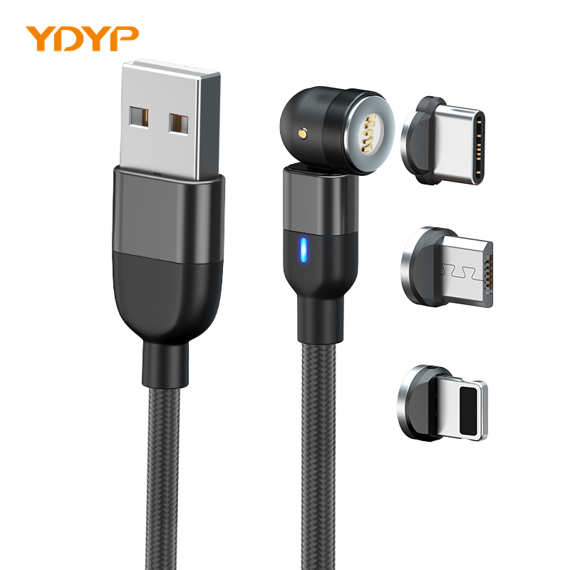 USB Cable Factory High Quality CE 3A 540 degree rotating magnetic cable Charger USB Type C Cable for Mobile Phone Accessories