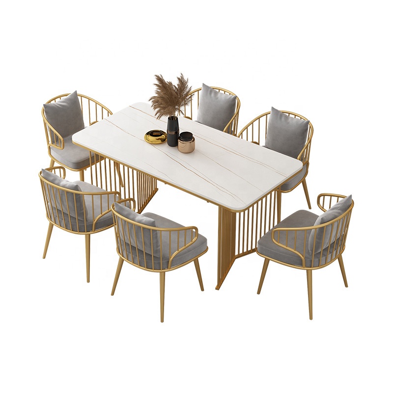 Nordic table and chair combination restaurant light luxury simple rectangular marble dining table