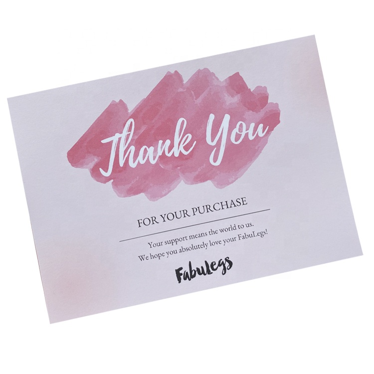 Custom Color Printed 315 gsm Thickness White Paper Greeting Thank You Card