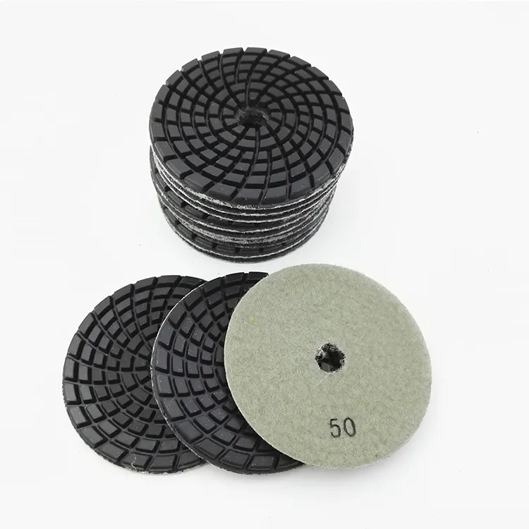 4 inch 100mm grit 50 Resin bond flexible concrete 250mm diamond 1inch polishing pad wet