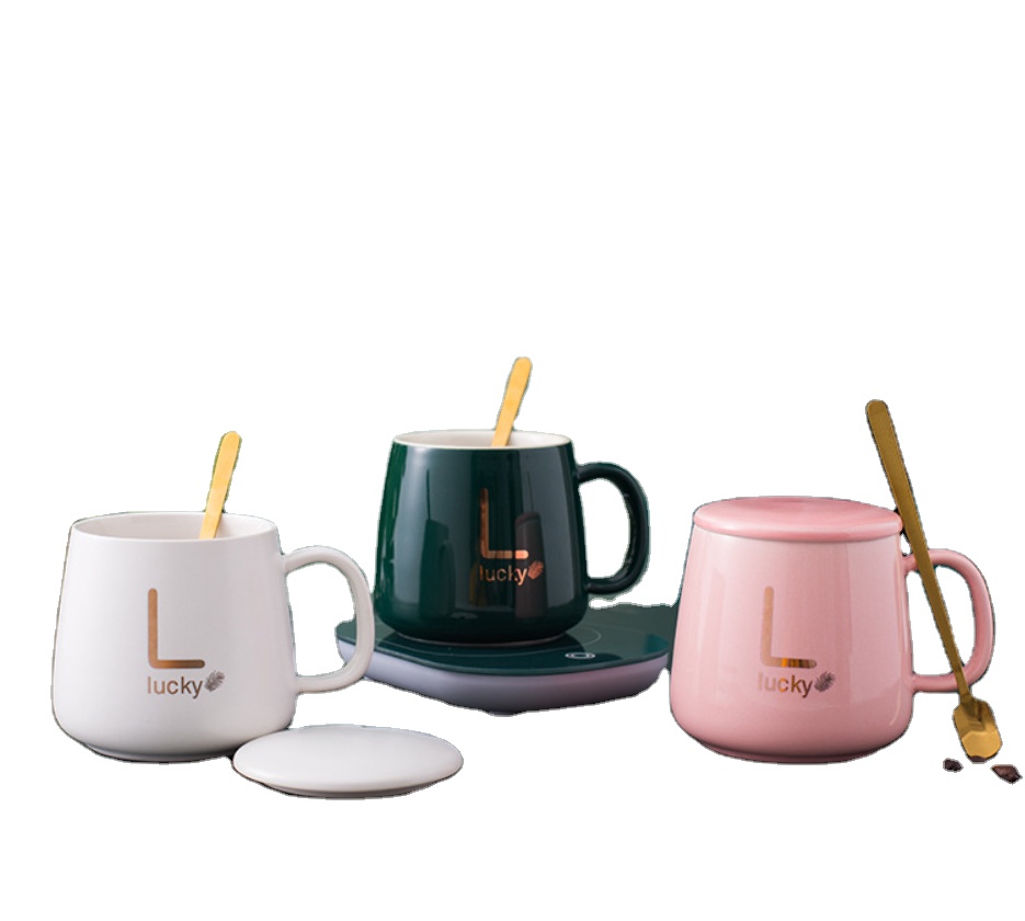 Smart Temperature Ceramic Mug with Lid and Spoon Christmas Gift