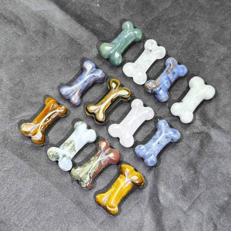 XWL Wholesale Natural Crystal Mix Material Mini Bone Carving Carved Dog Bones for Decoration