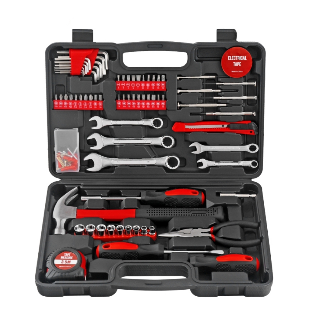 148pc Red Comprehensive Home DIY Hand Tool Kit Set Household Repair Tool Set in a Portable Tool Box OEM ODM Supported