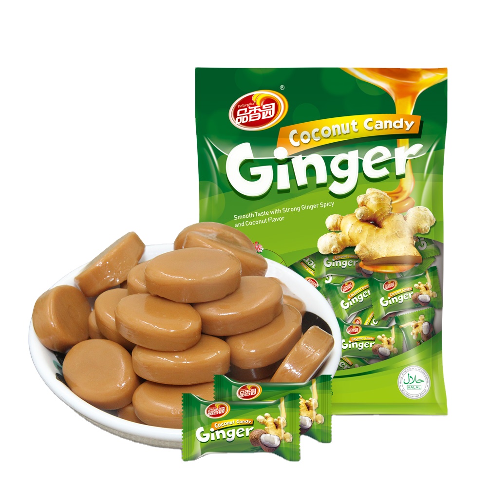 Factory direct wholesale 100g small package China confectionery coconut ginger hard candy