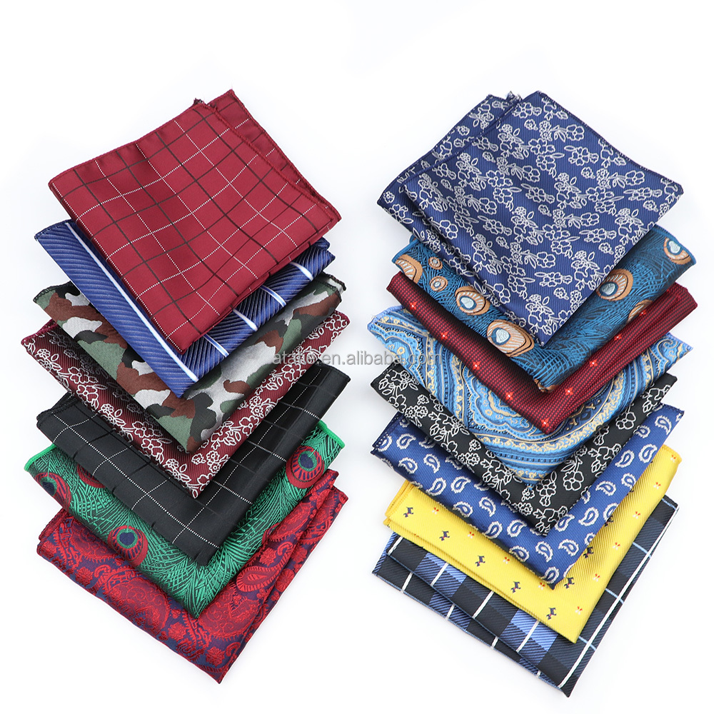 Новый дизайн, классический мужской Карманный платок Hanky из полиэстера в горошек с пейсли-рисунком, жаккардовый носовой платок для свадебной вечеринки, камуфляжный