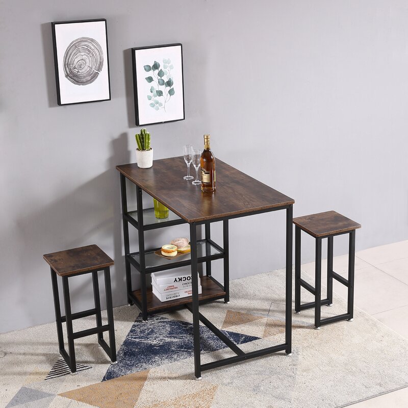 High Table and Stool set Bar Kitchen Chair Coffee Tea Nordic Wrought Iron Counter Bar Table