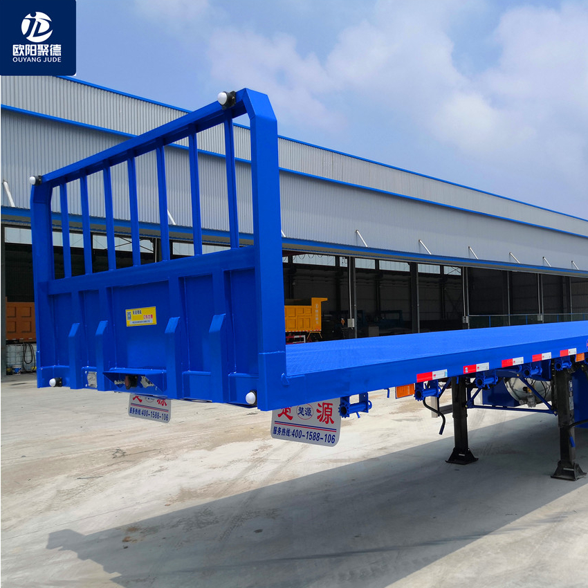 OYJD export market new sky blue flatbed semitrailer with 8 twist locks use marble landscape stone steel pipe transport on sale