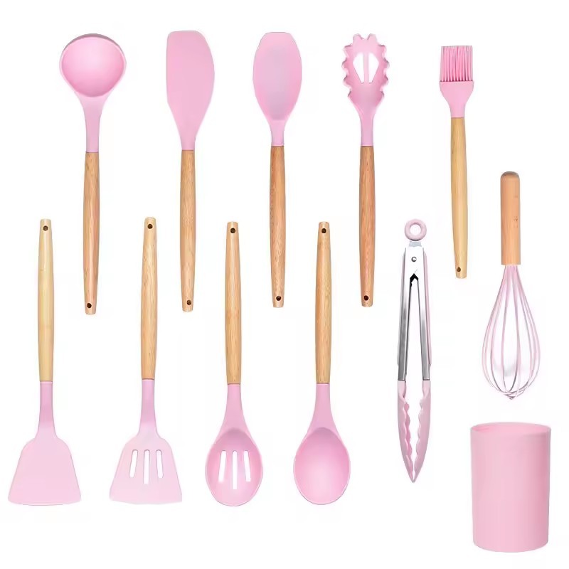Cooking Utensils Set With Wooden Handle Kitchen Utensil 12pcs Spatula Set With Gift Box