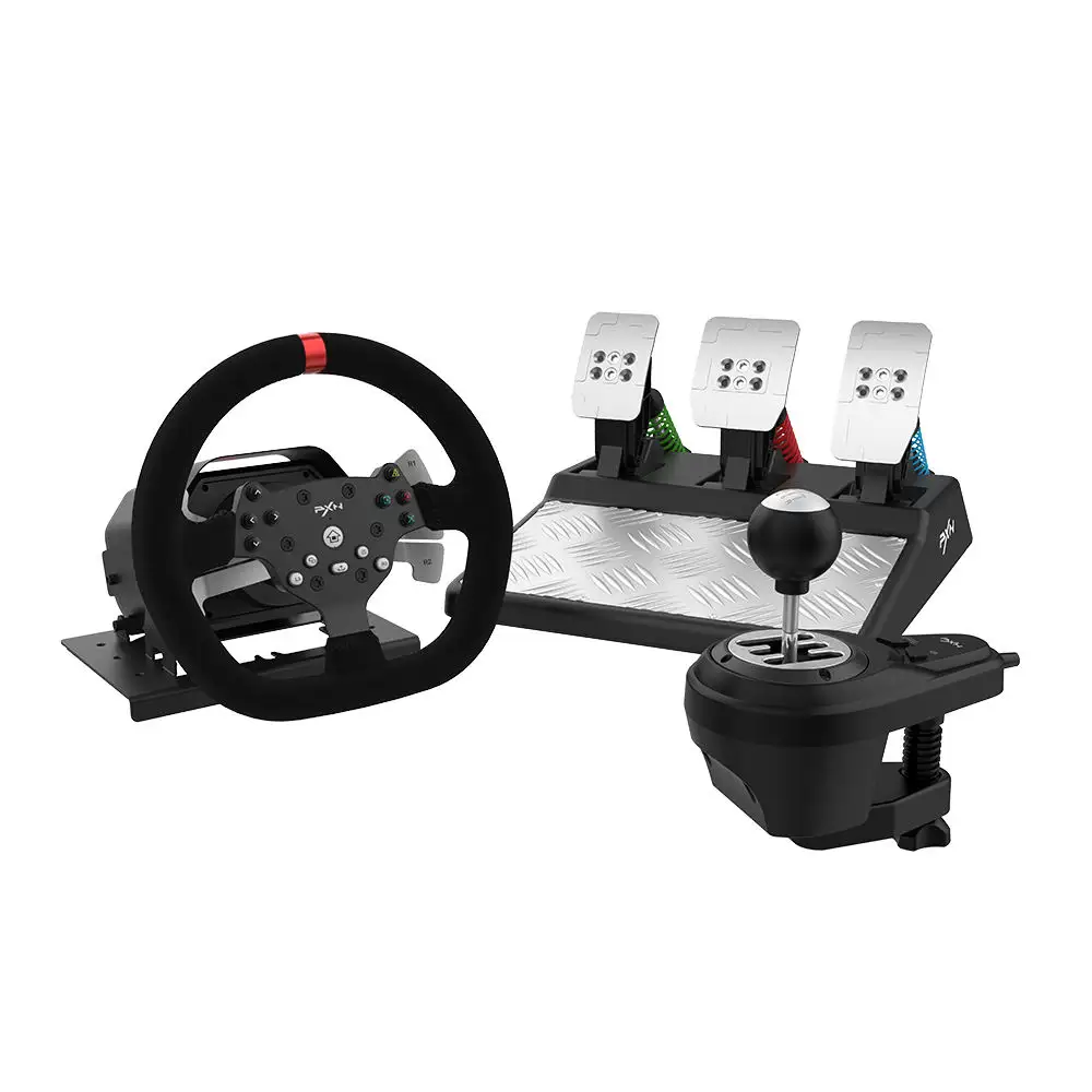 New PXN V10 wired gaming steering wheel set force feedback vibration gaming steering wheel with gear shifter for PC PS4 PS5