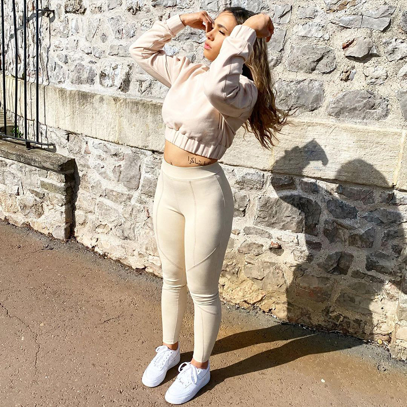 2021 Autumn Winter Women's Suits Jogger Crop Crewneck Sweatshirt Women Two Piece Pants Sets