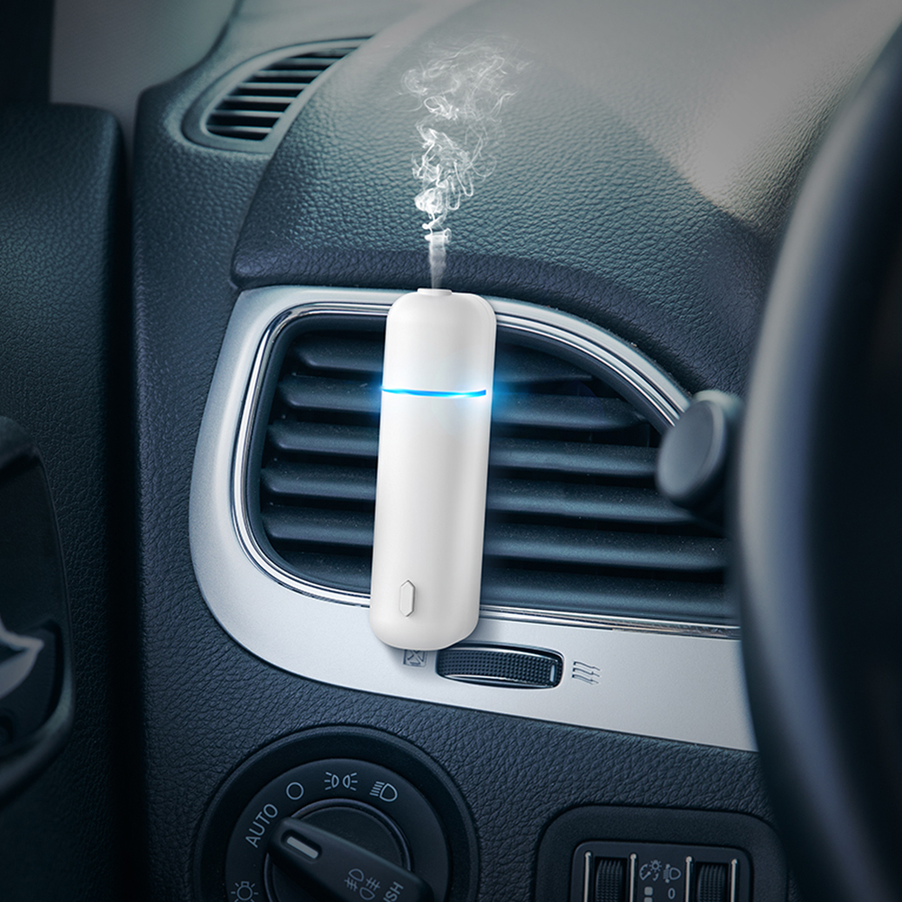 SCENTA Роскошный мини-USB автомобильный освежитель воздуха с зажимом для вентиляции, пользовательский ультразвуковой перезаряжаемый Ароматизатор для автомобиля, освежитель воздуха с зажимом для вентиляции