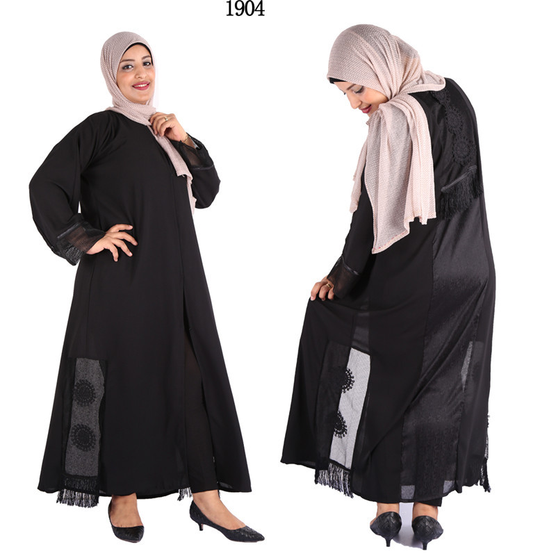 2021 Latest New Designs Embroidery Cardigan Islamic Clothing Fashion Front Open Kimono Arabic Style Dubai Muslim Abaya