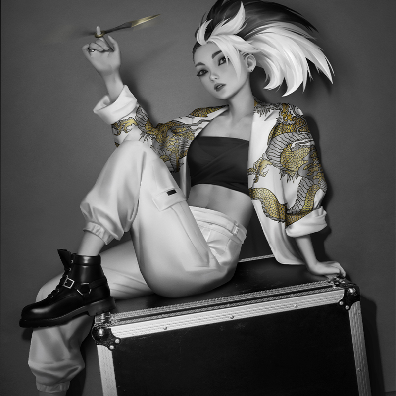 Парики для косплея из «Лиги Легенд» KDA All Out Akali