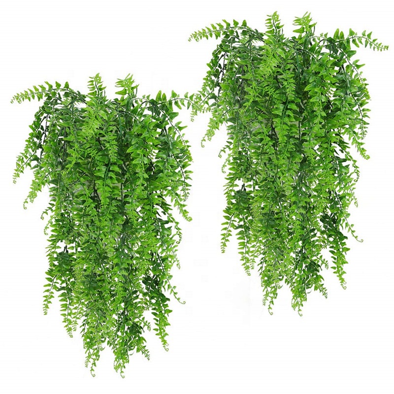 Artificial Hanging Plastic Boston Ferns Vines Ivy Greenery Plants for Wall Indoor Outdoor Baskets Wedding Garland Decor