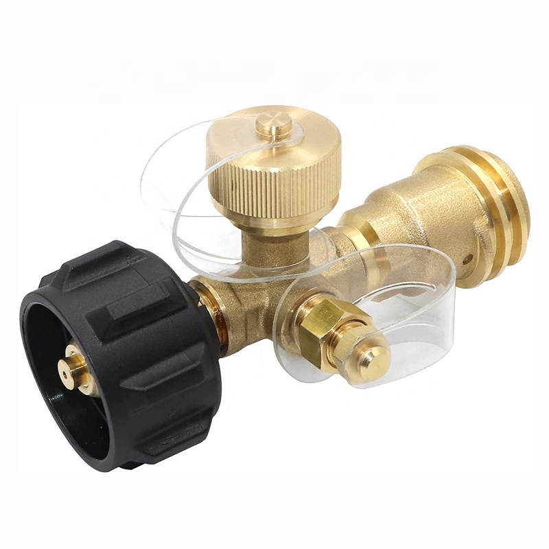 Propane Adapter with 4 Ports, for Motorhome or RV, Type 1 Acme Nut to Female Pol for Propane Bottle Tank