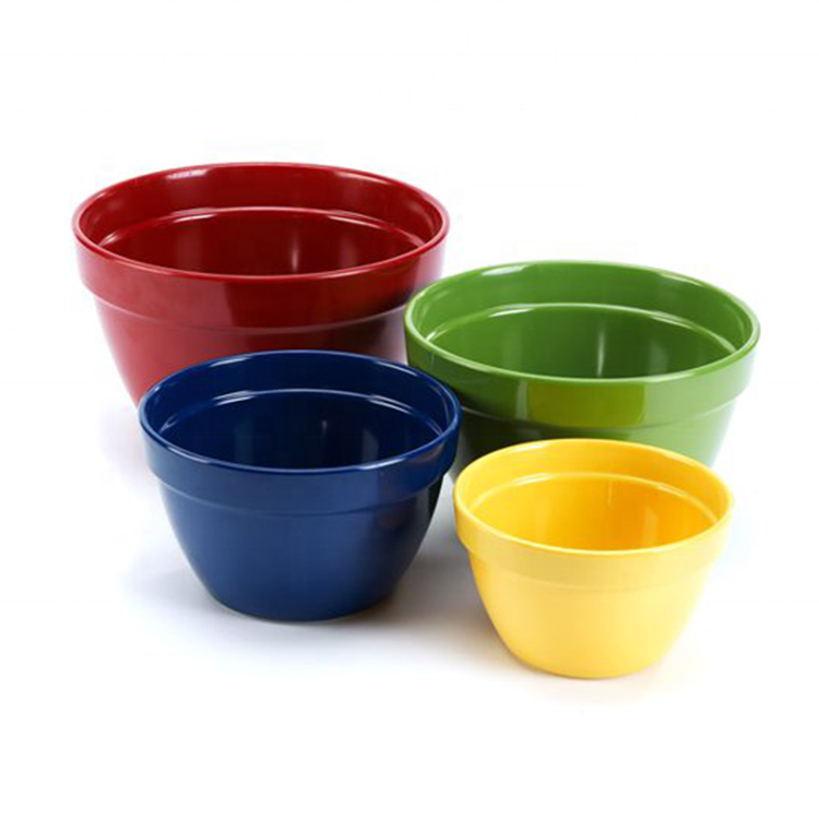 4 Piece Custom Color Plastic Melamine Mixing Bowl