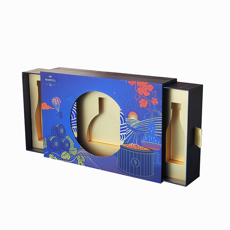 exquisite design grey paper board whisky packaging double-side drawing box for liquor gift box made by Chinese factory