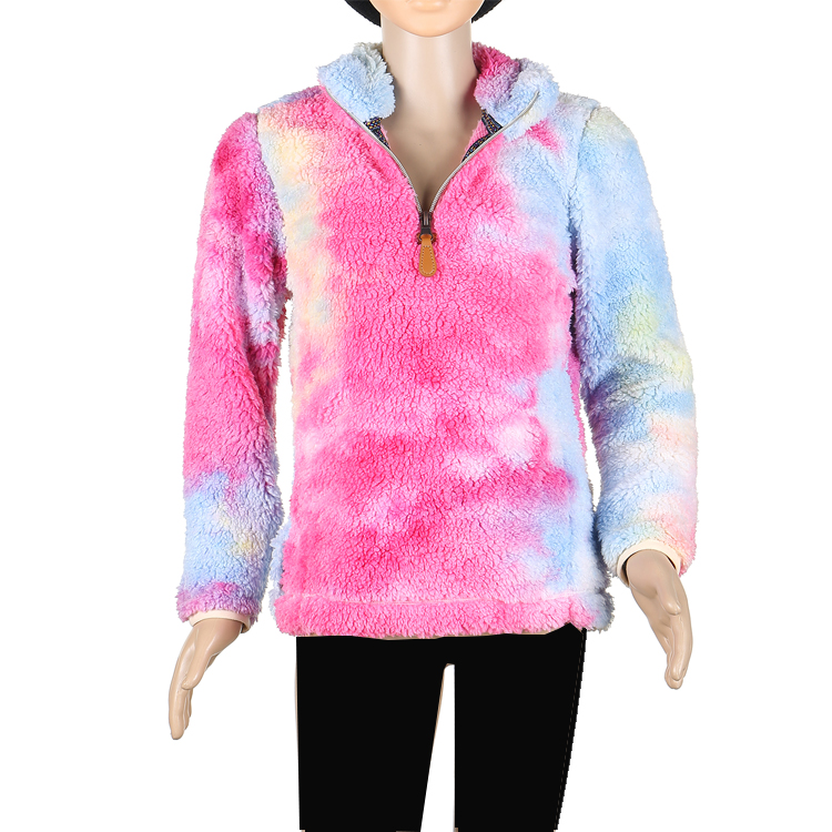 Негабаритных флисовая одежда Tie Dye Sherpa пуловер для детей