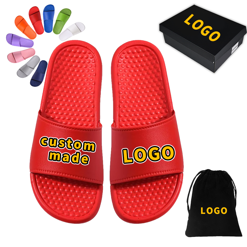 Custom high quality red massage slippers EVA/PVC soles with exclusive logo