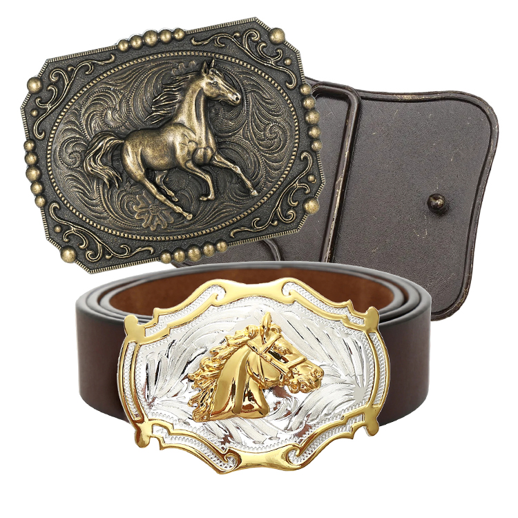 Manufacture Make Your Own Logo High Quality Gold Plated Metal Cowboy Belt Buckle for Men