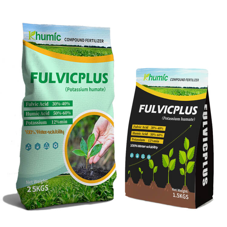 "Fulvicplus"Factory supply Anti water hardness 100%Water-Solubity 50%-60%Humic acid Potassium humate powder