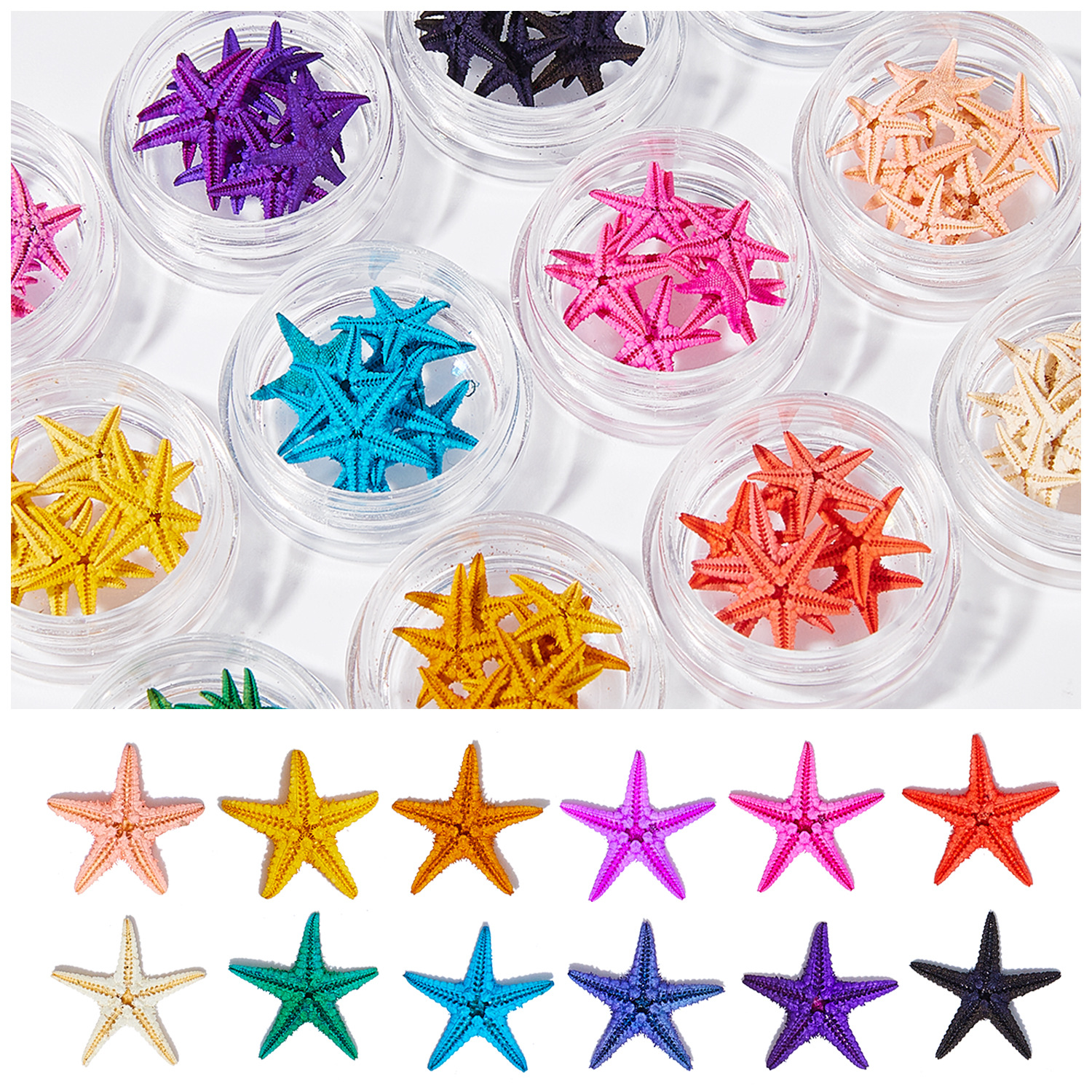 Hawaii Summer Ocean Beach Natural starfish shell dyed nail ornaments sequin 3D nails art other accessories