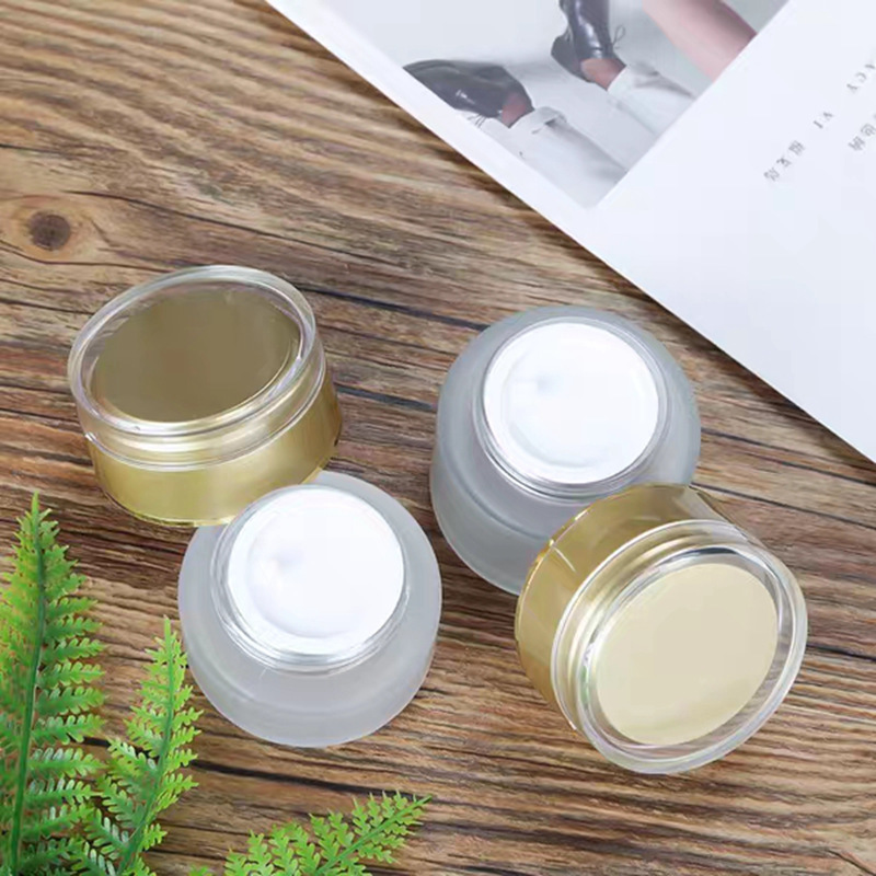 High Quality 30ml 50ml 20ml Matt Frosted Clear Skincare Cream Cosmetic Glass Jar With Glod Screw Cap