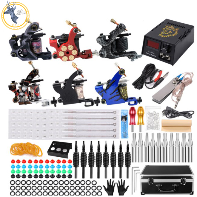 FEL Professional Beginner Machines Tattoo Sets Two Coil Rotary Pen Cartridges Needles Grips Complete Tattoo Full Kits
