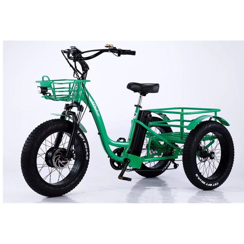 Lithium Electric Cargo Tricycle 20 Inch Fat Tire Tricycles 3 Wheel Electric Tricycle Adult