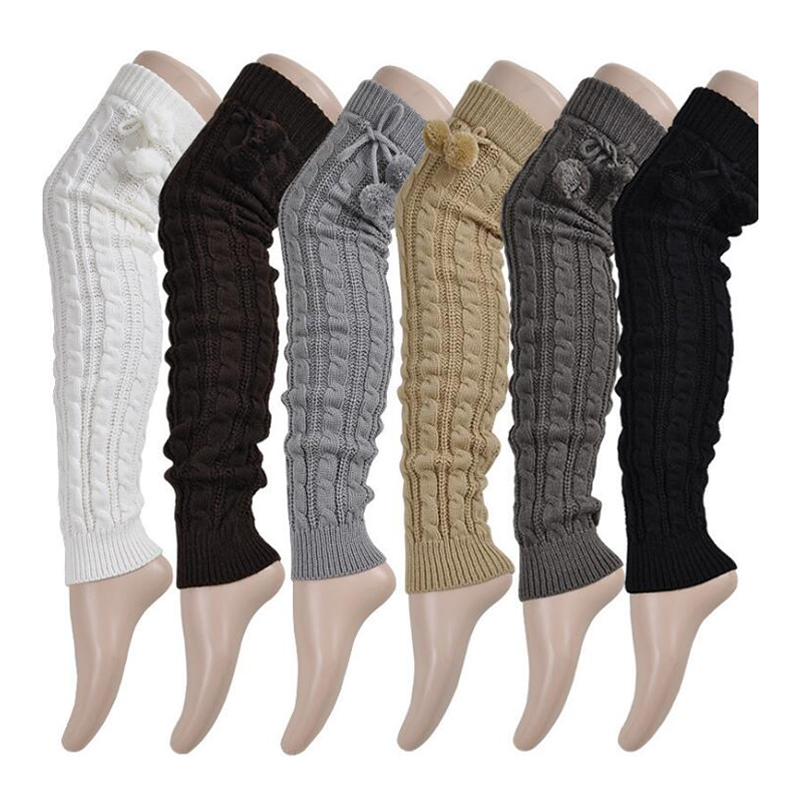 wholesale fashion long boot leg cover thick knitted stockings above knees winter tie-in dress women leg warmer
