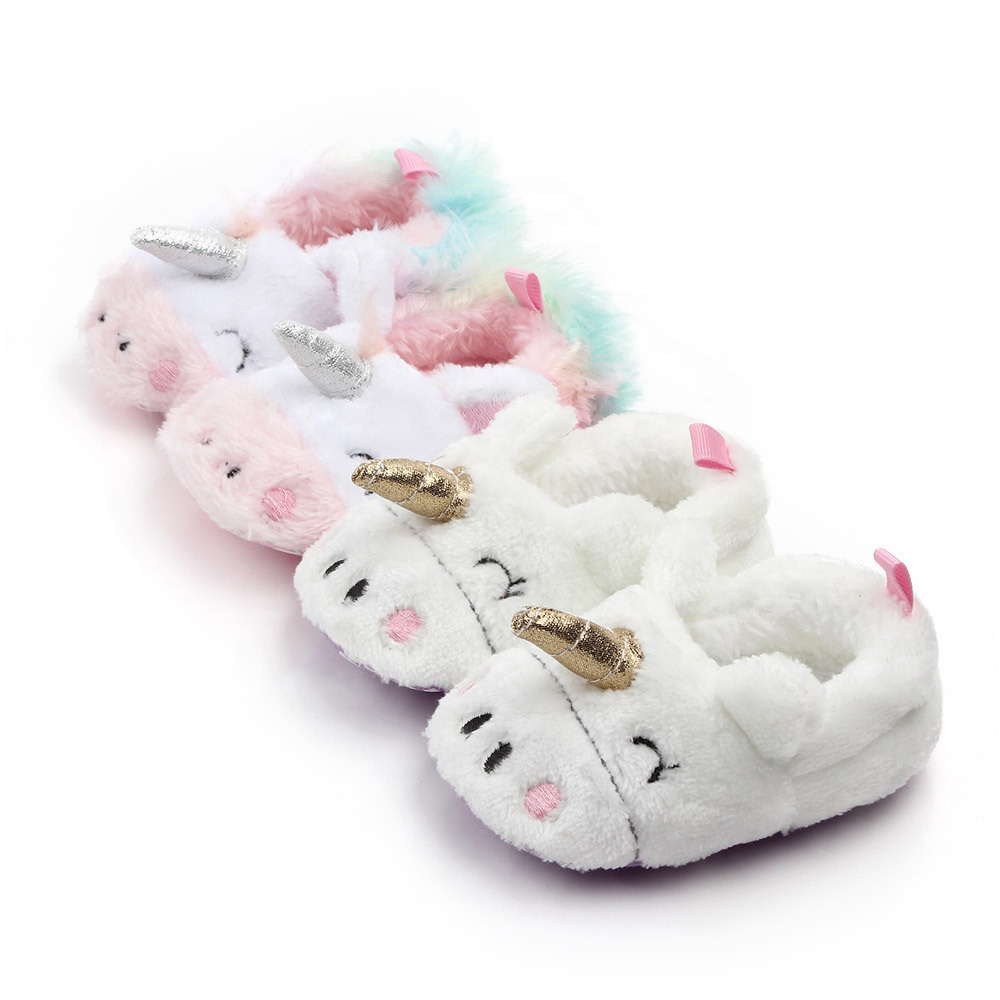 Kawaii Rainbow Soft Plush Outdoor Toddler Girl Shoes Cheap Unicorn Baby Shoes