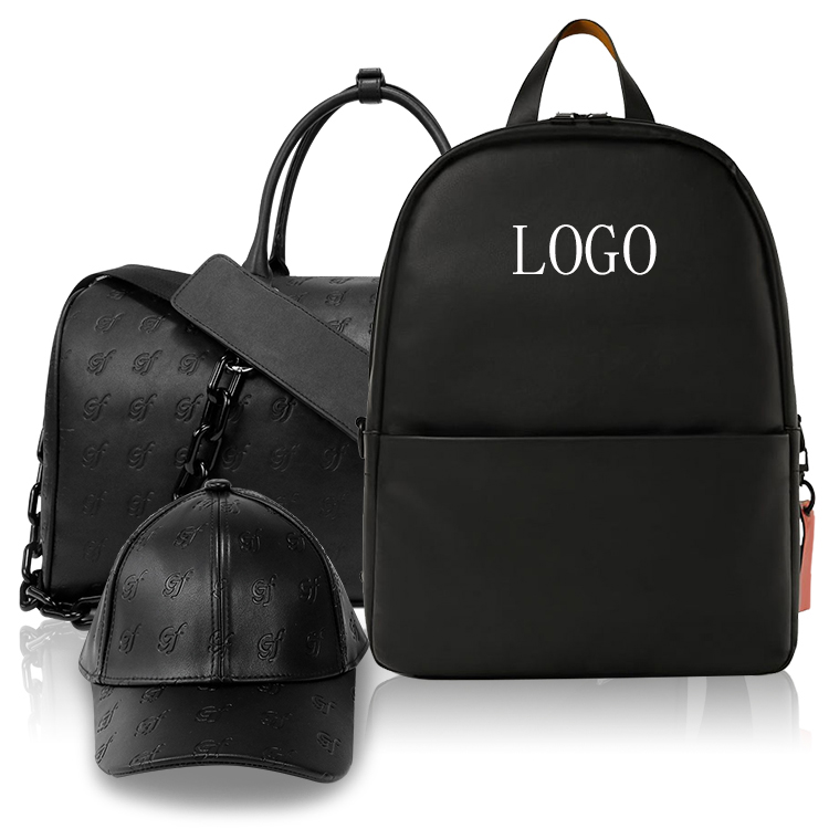 High Quality PU Leather Travel Bag Hat Student Backpack Set 3 In 1 School Bags Men Backpacks Quilted Back Pack Waterproof School