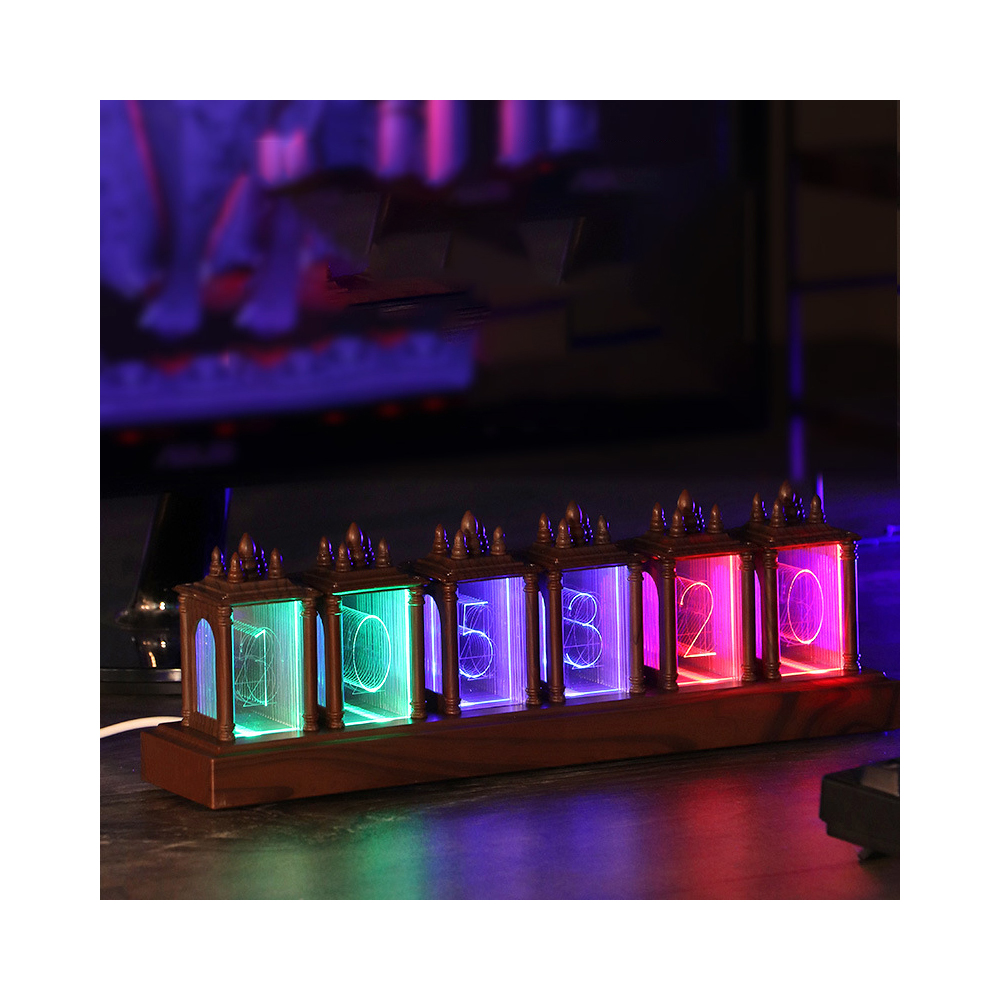 Fashion DIY Led Digital Luxury Led Table Clock Creativity Nixie Tube Night Light Desktop Clock