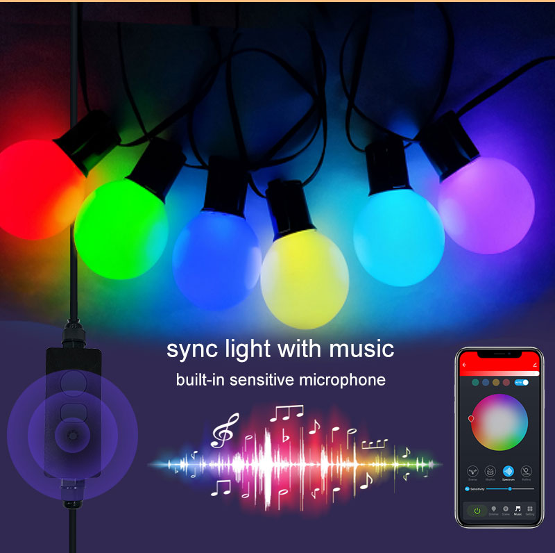 Waterproof Remote G40 Outside Party String Lighting Patio Christmas Led