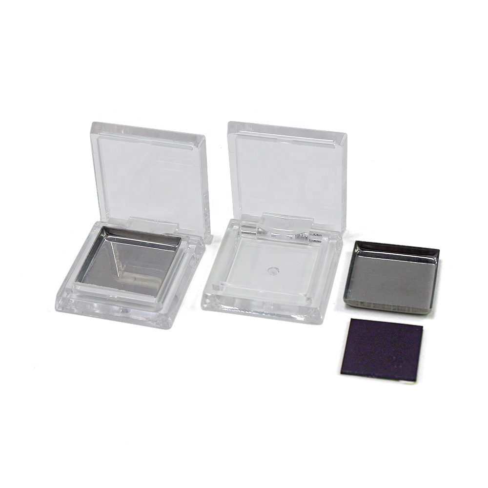 Wholesale portable single color square shape eyeshadow case custom transparent plastic eyeshadow case