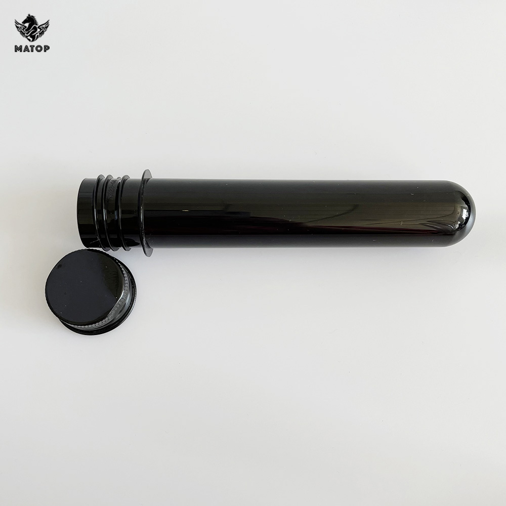 Black Plastic PET Test tube for pre roll packaging
