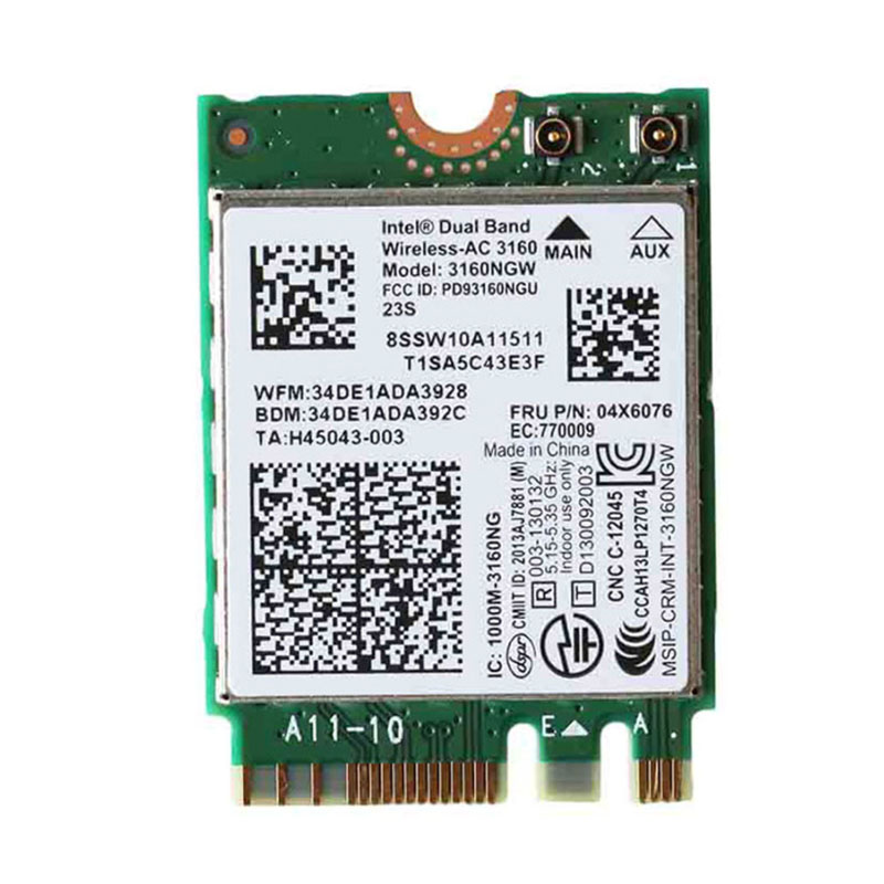 Dual Band Wireless AC 3160 Wifi adapter 04X6076 04X6034 For G50-70 Z40-70 NGFF Intel 3160NGW 802.11ac Wifi + BT 4.0 network Card