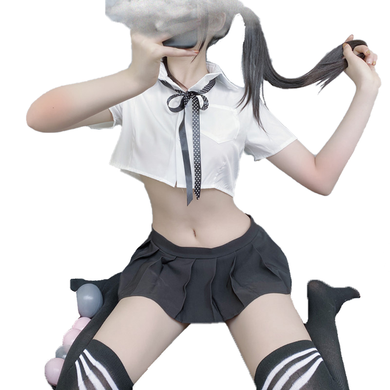 Sexy uniform underwear cute summer skirt grey student uniform seductive sexy suit